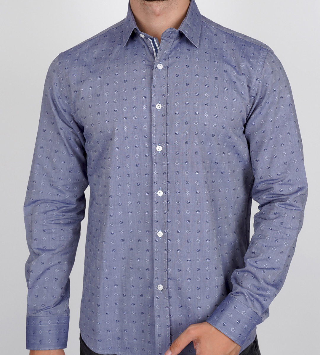 Slim  Fit Uzun Kol Pamuk Dijital Baskılı Spor Erkek Gömlek