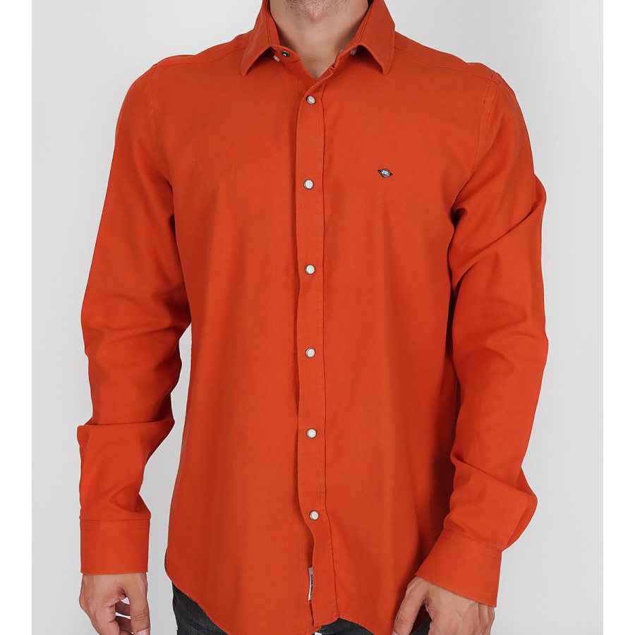 Slim Fit Uzun Kol Pamuk İndigo Düz Spor Erkek Gömlek