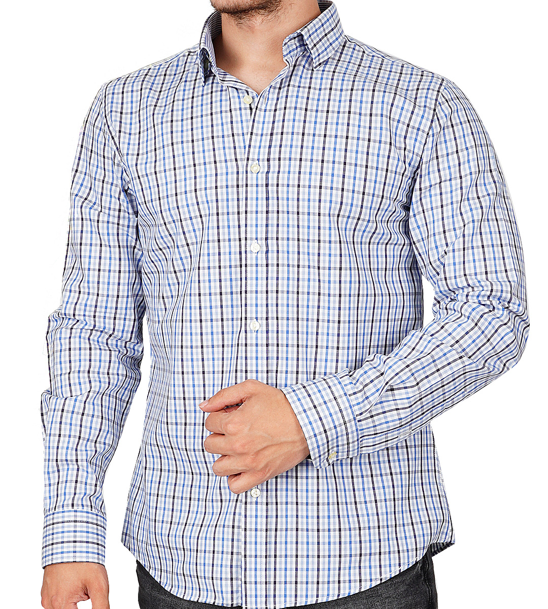 Gent Slim Fit  Uzun Kol Pamuk Ekoseli Erkek Spor Gömlek