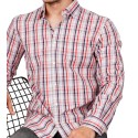 Red Slim Fit  Uzun Kol Pamuk Ekoseli Spor Erkek Gömlek