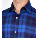 Slim Fit Uzun Kol Pamuk Ekose Desenli Spor Erkek Gömlek