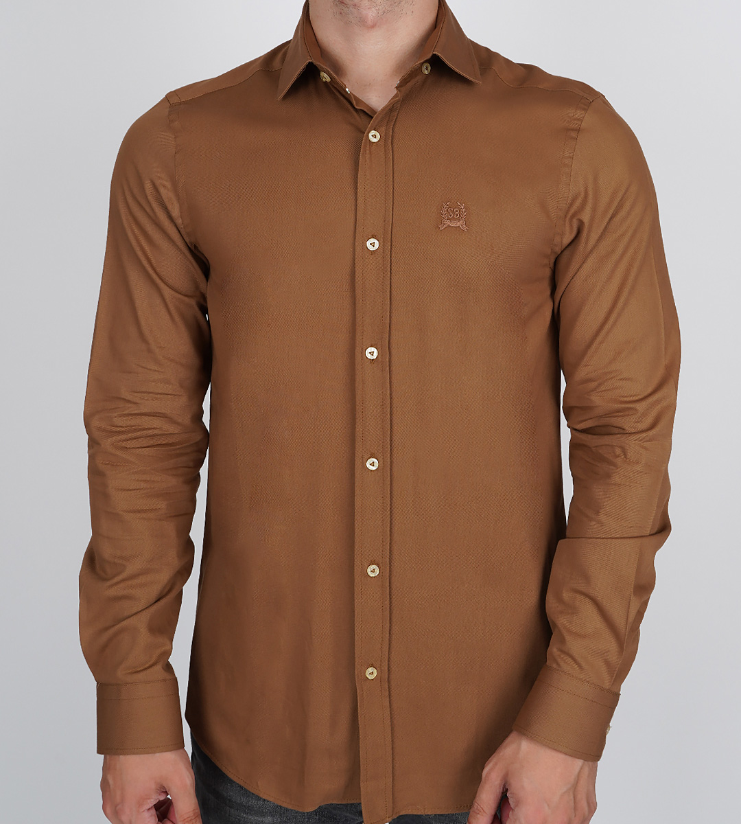 Slim Fit Uzun Kol Pamuk Gabardin Spor Erkek Gömlek