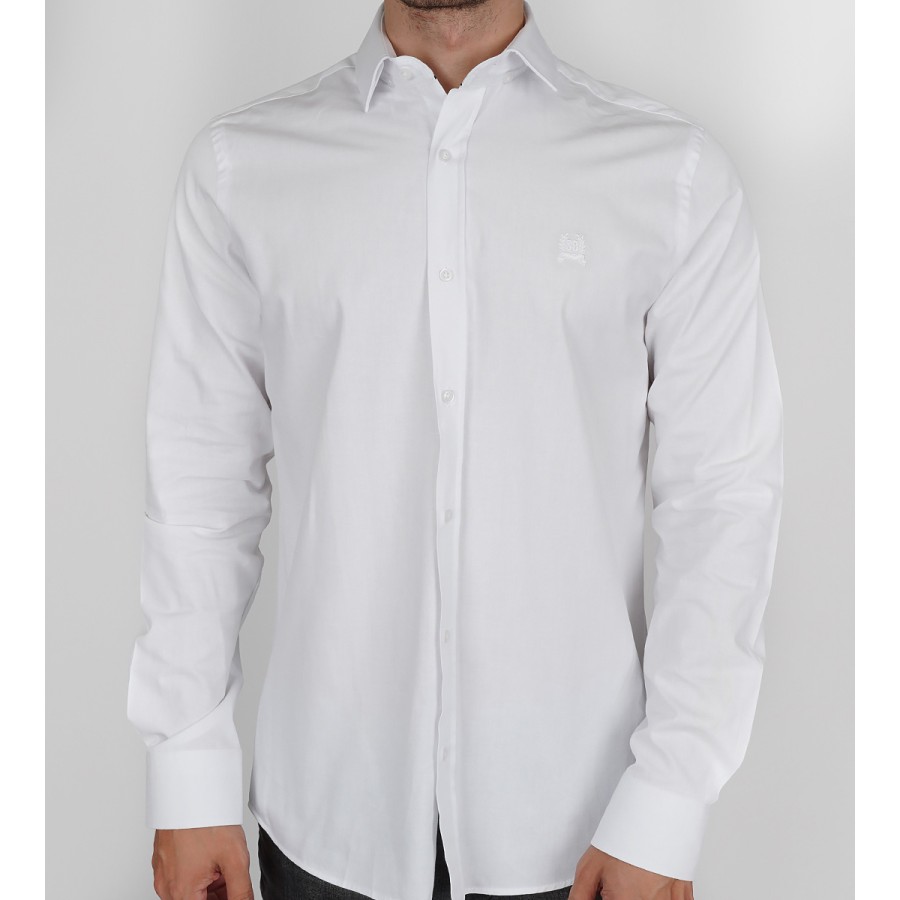 Slim Fit Uzun Kol Pamuk Gabardin Düz Desenli Spor Erkek Gömlek