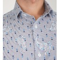 Slim  Fit Uzun Kol Pamuk Dijital Baskılı Polo Yaka Spor Erkek Gömlek