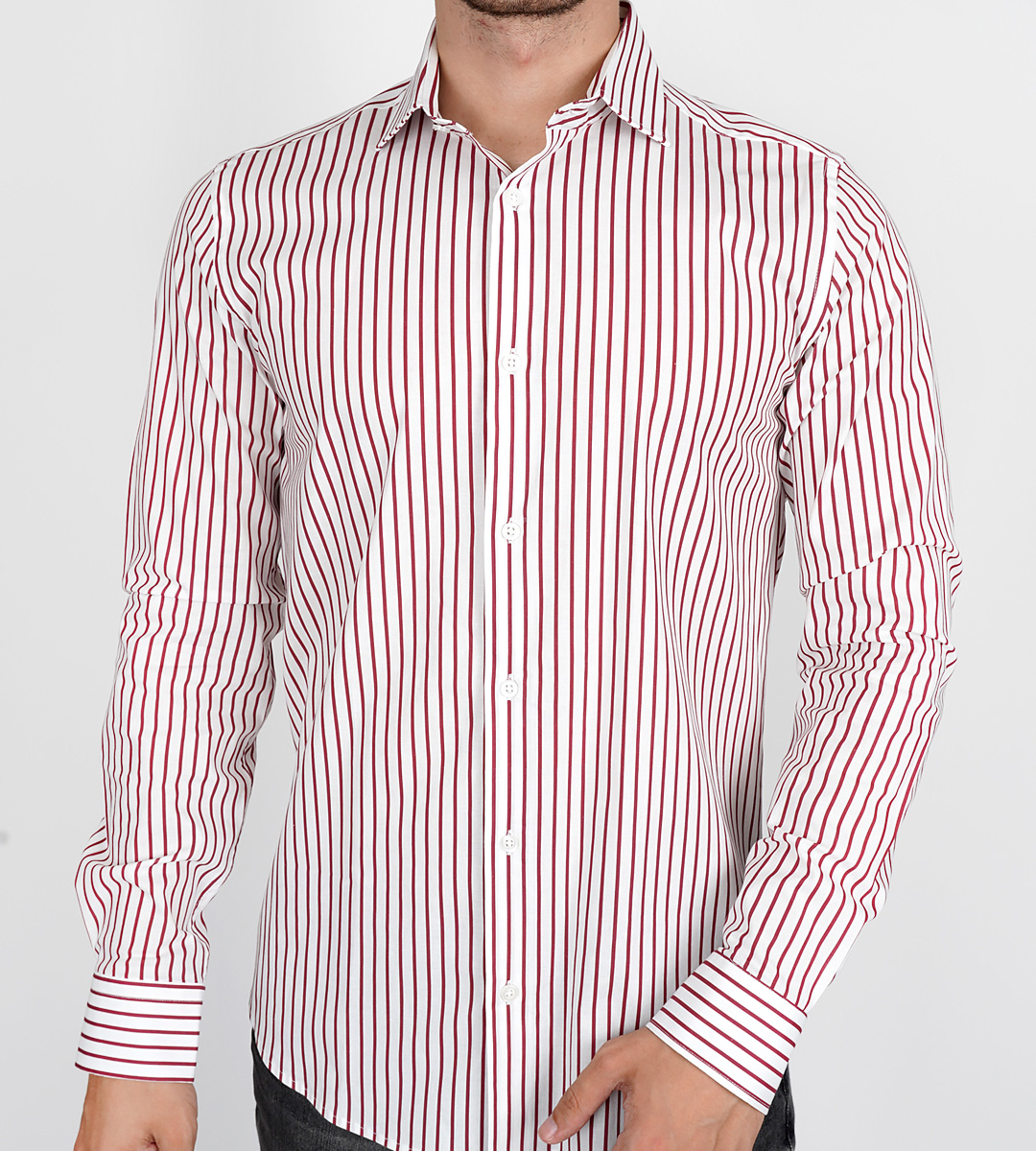 Slim Fit Uzun Kol Pamuk Çizgili İtalyan Spor Erkek Gömlek