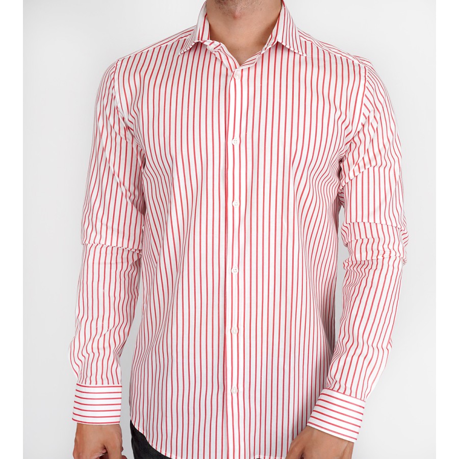 Slim Fit Uzun Kol Pamuk  İtalyan Yaka Spor Erkek Gömlek