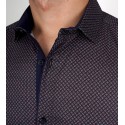 Slim  Fit Uzun Kol Pamuk Dijital Baskılı Polo Yaka Spor Erkek Gömlek