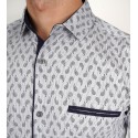 Slim  Fit Uzun Kol Pamuk  Dijital Baskılı Polo Yaka Spor Erkek Gömlek