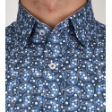 Slim  Fit Uzun Kol Pamuk Dijital Baskılı Britli Yaka Spor Erkek Gömlek