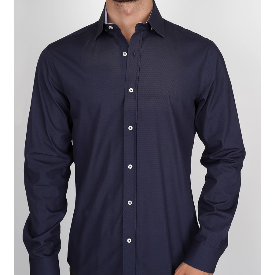 Slim fit Uzun kol Pamuk Dijital Baskılı Britli Yaka Spor Erkek Gömlek