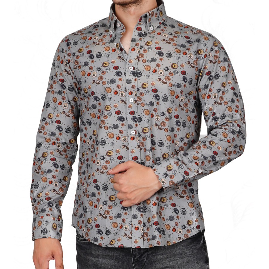 Milano Slim Fit   Uzun Kol Pamuk Dijital Spor Erkek Gömlek