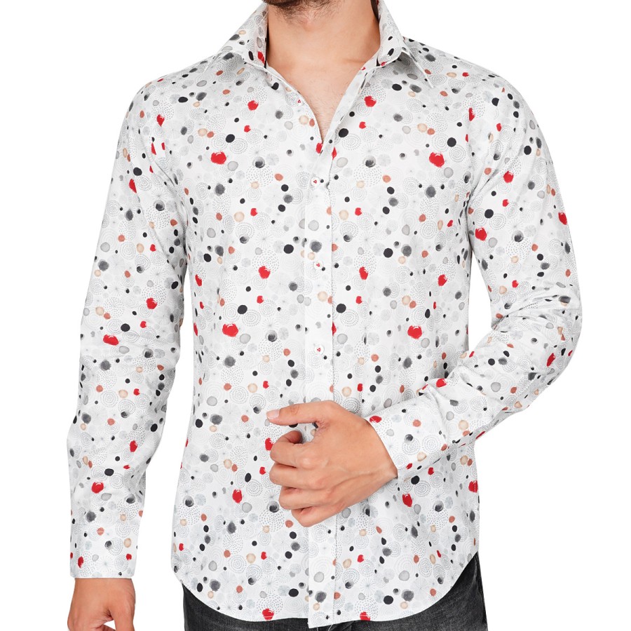 Pisa Slim Fit Pamuk Spor Dijital Baskılı Uzun Kol Erkek Gömlek