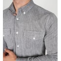 Slim Fit Uzun Kol Pamuk Keten Düz Desenli Spor Erkek Gömlek