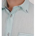 Slim Fit Uzun Kol Pamuk Keten Düz Spor Erkek Gömlek